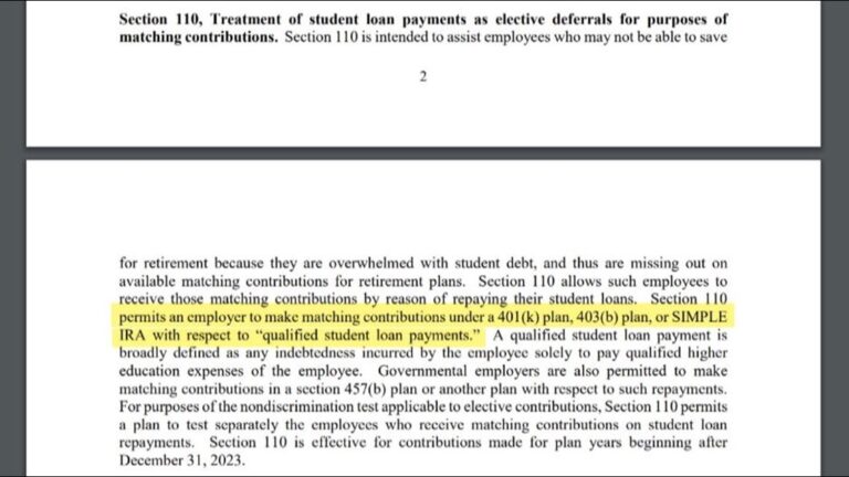 Businesses can match employee student loan payments to 401,000